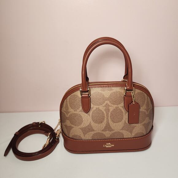 NWT COACH CAS19 Sabrina Top Handle Satchel Bag Signature Canvas Crossbody Women - Picture 1 of 7